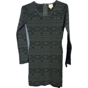 Parker Dress Sz Small Blue Black Faux Leather Katrina Eclipse Body-Con Dress